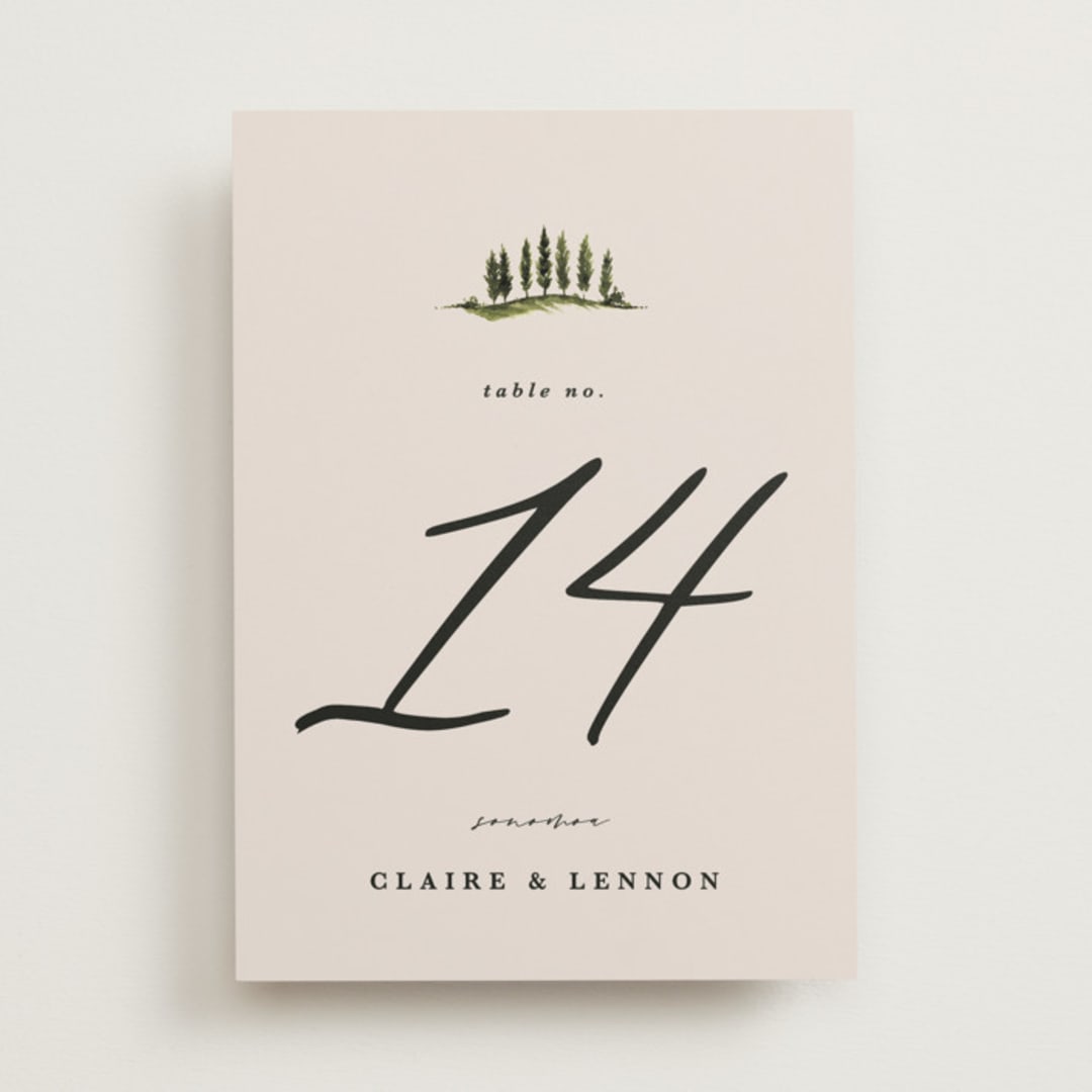 "Tuscan Hill" - Table Numbers in Creme by Kate Ahn - Front