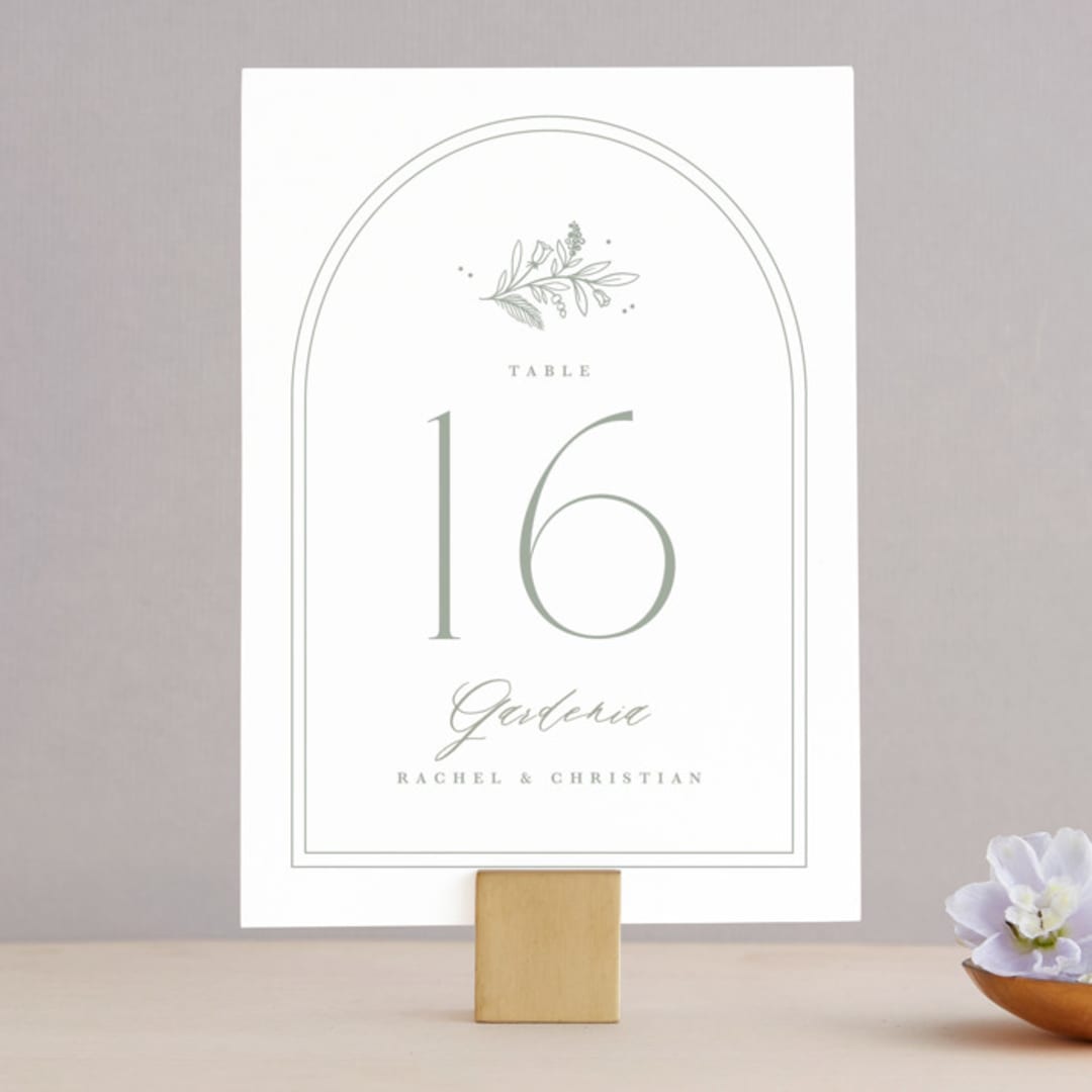 "Simple Crest" - Table Numbers in Sage by Kristen Smith - Front