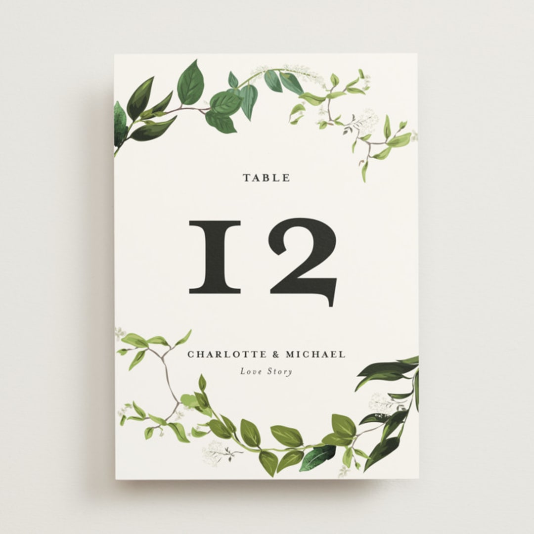 "Greenery" - Table Numbers in Fern by Susan Moyal - Front