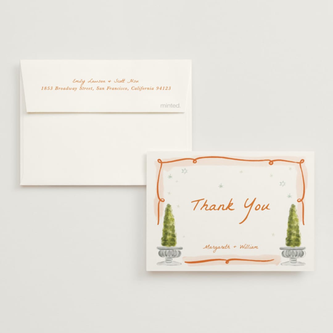 "Giardino" - Wedding Thank You Cards in Flame by Pati Cascino - Front
