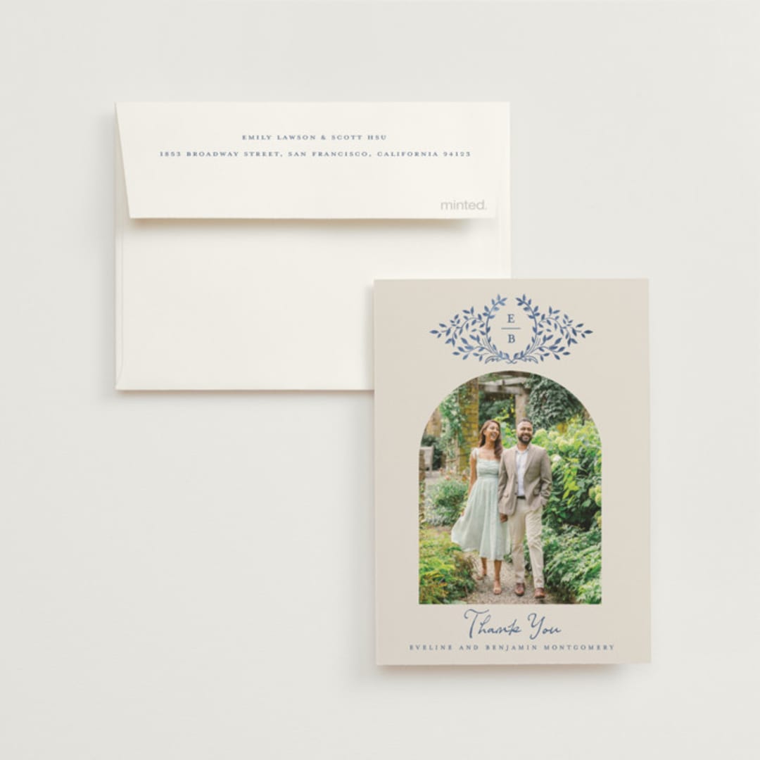 "Pavilion" - Wedding Thank You Cards in Navy by Petra Kern - Front