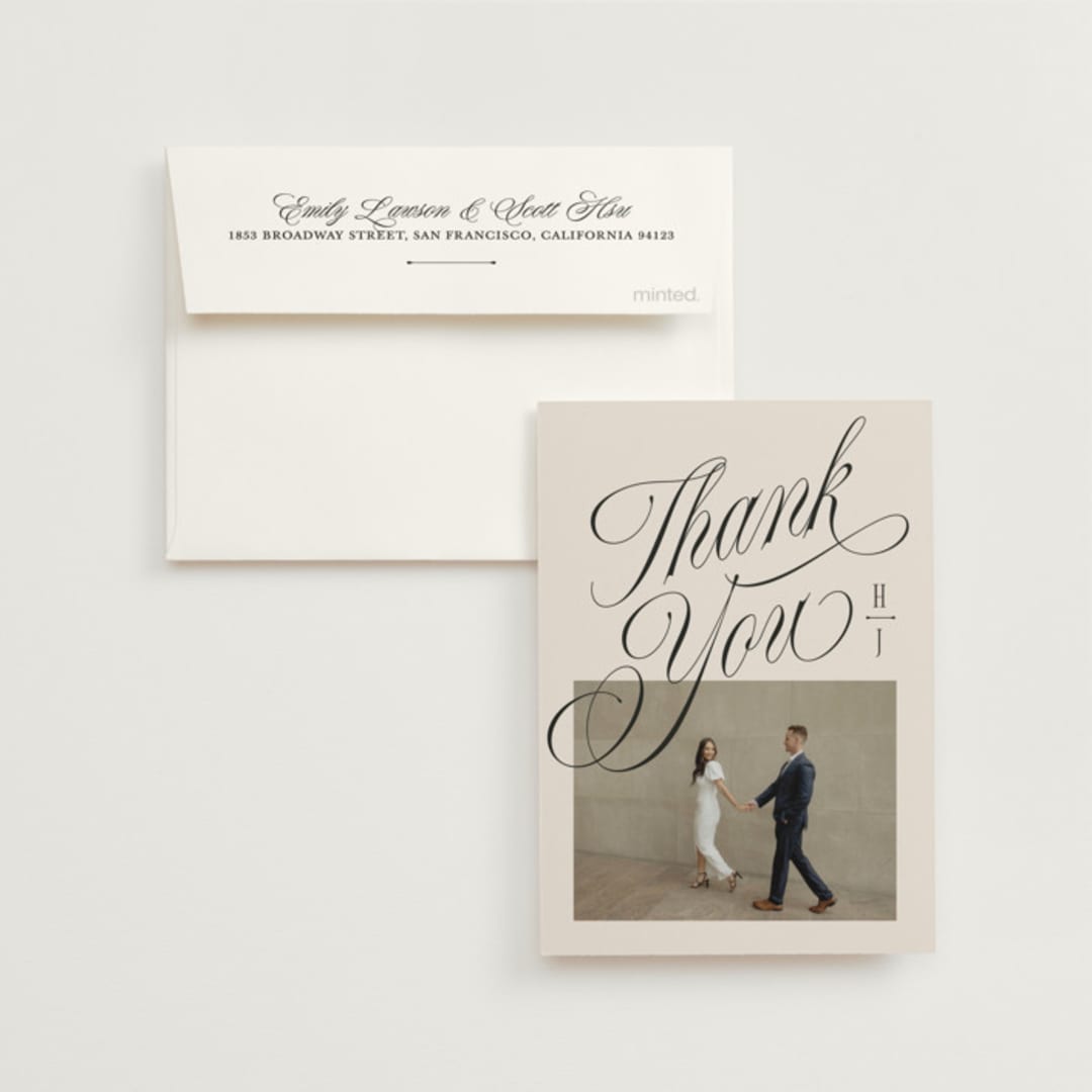 "Mirin" - Wedding Thank You Cards in Linen by Kate Ahn - Front
