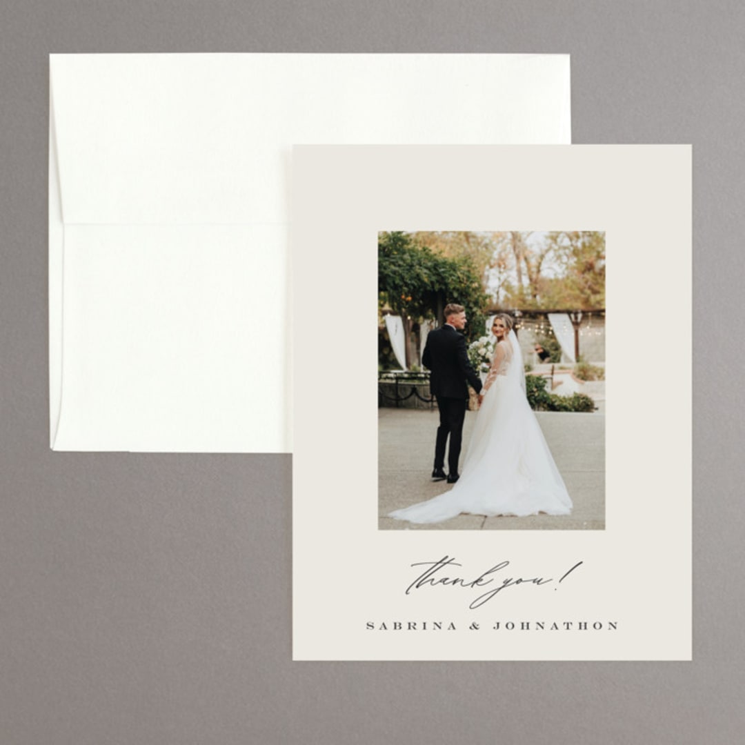"Softly Swept" - Wedding Thank You Cards in Ivory by Carolyn Nicks - Front