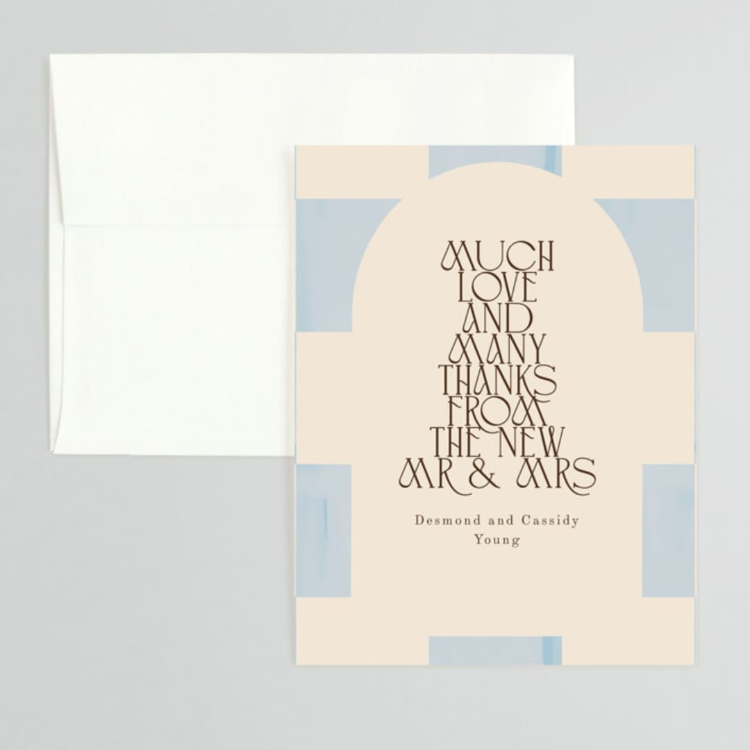 "Checker Wash" - Wedding Thank You Cards in Ivory by Baumbirdy - Front