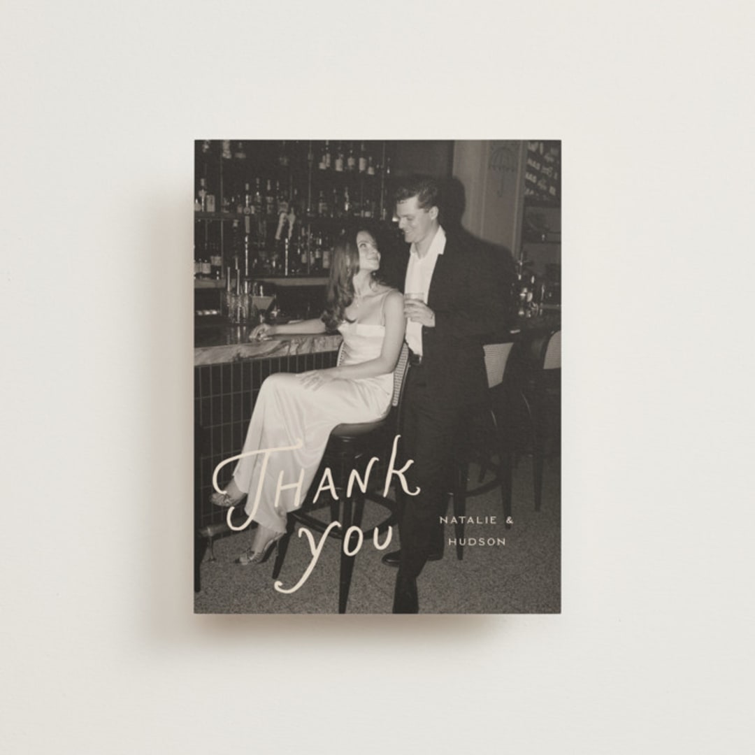 "Lovers" - Wedding Thank You Cards in Shadow by Pixel and Hank - Front