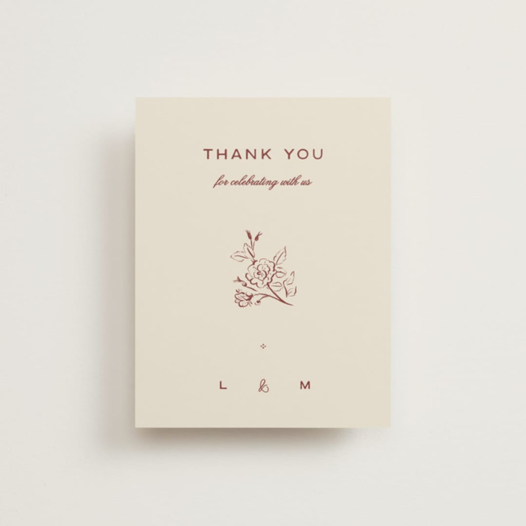 "Rose Ink" - Wedding Thank You Cards in Rust by Ani Somi - Front