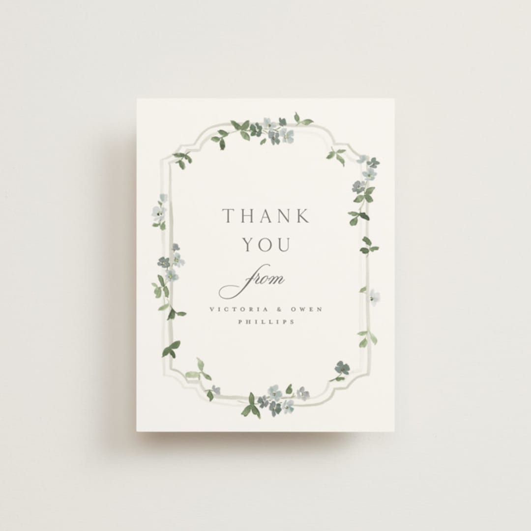 "Wistful" - Wedding Thank You Cards in Mist by Everett Paper Goods - Front