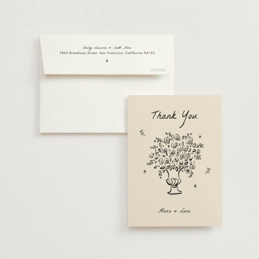 "Roses" - Wedding Thank You Cards in Vanilla by Ani Somi - Front
