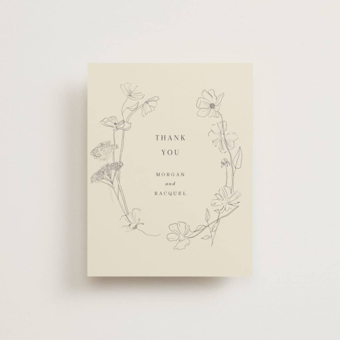 "floral stamp" - Wedding Thank You Cards in Ivory by Baumbirdy - Front