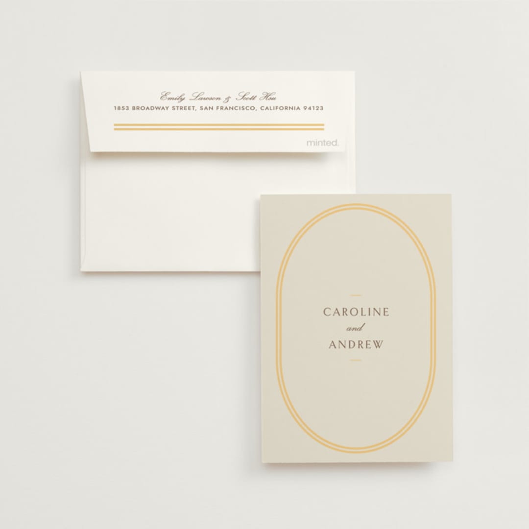 "Bocce" - Wedding Thank You Cards in Melon by Megan Davis - Front