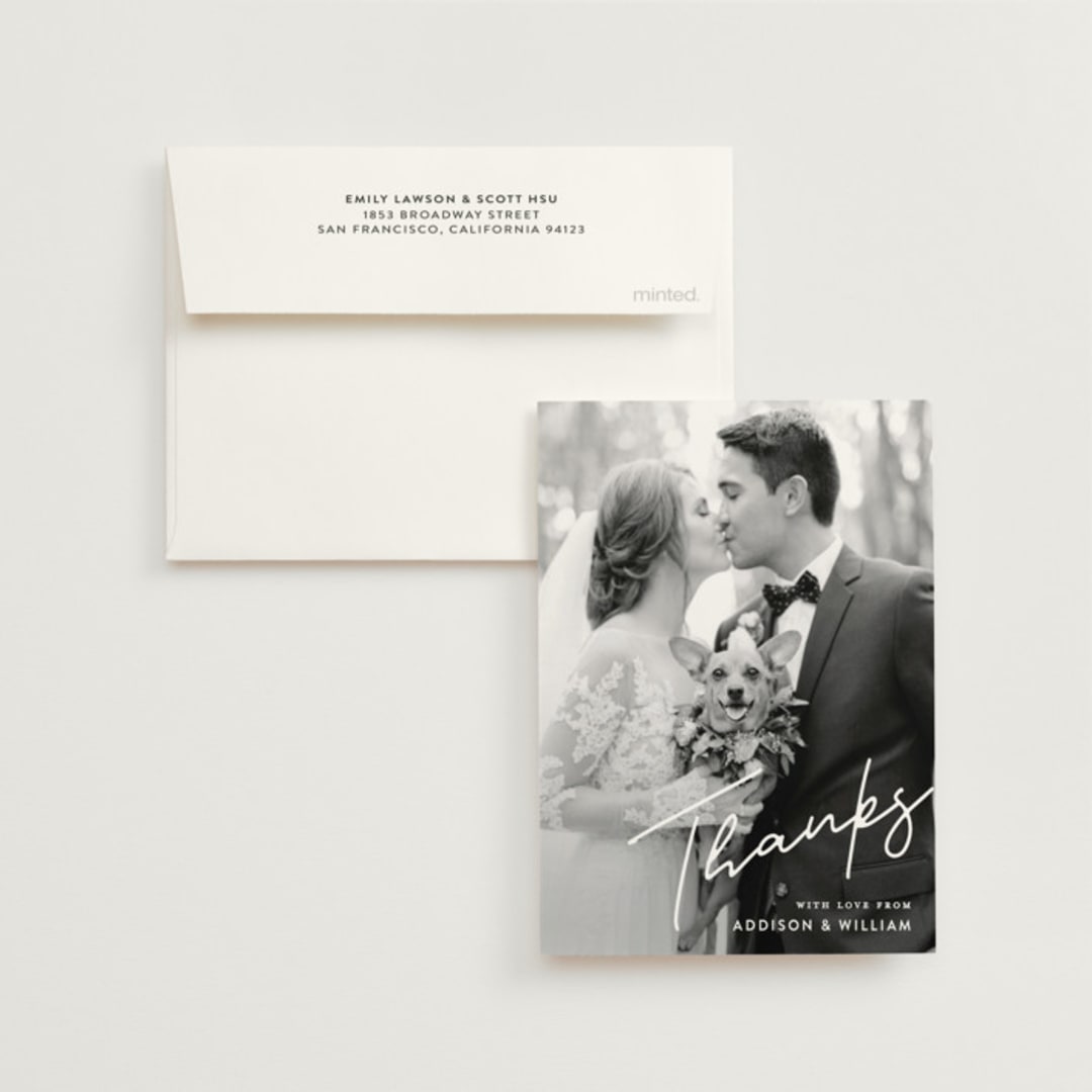 "As if a Dream" - Wedding Thank You Cards in Cloud by Pine Street Creative - Front
