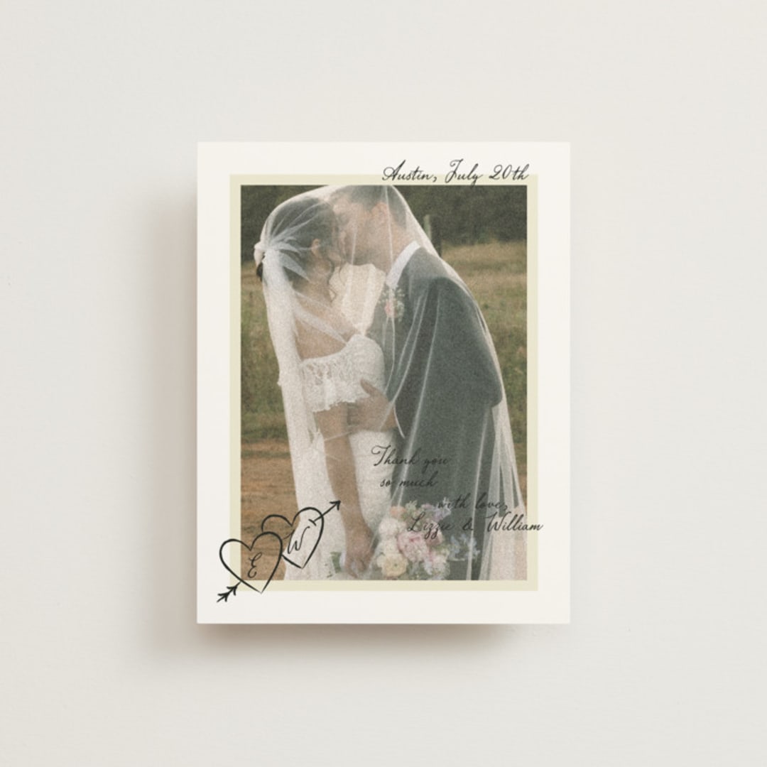 "Vintage Lovers" - Wedding Thank You Cards in Champagne by Helena Vitto - Front