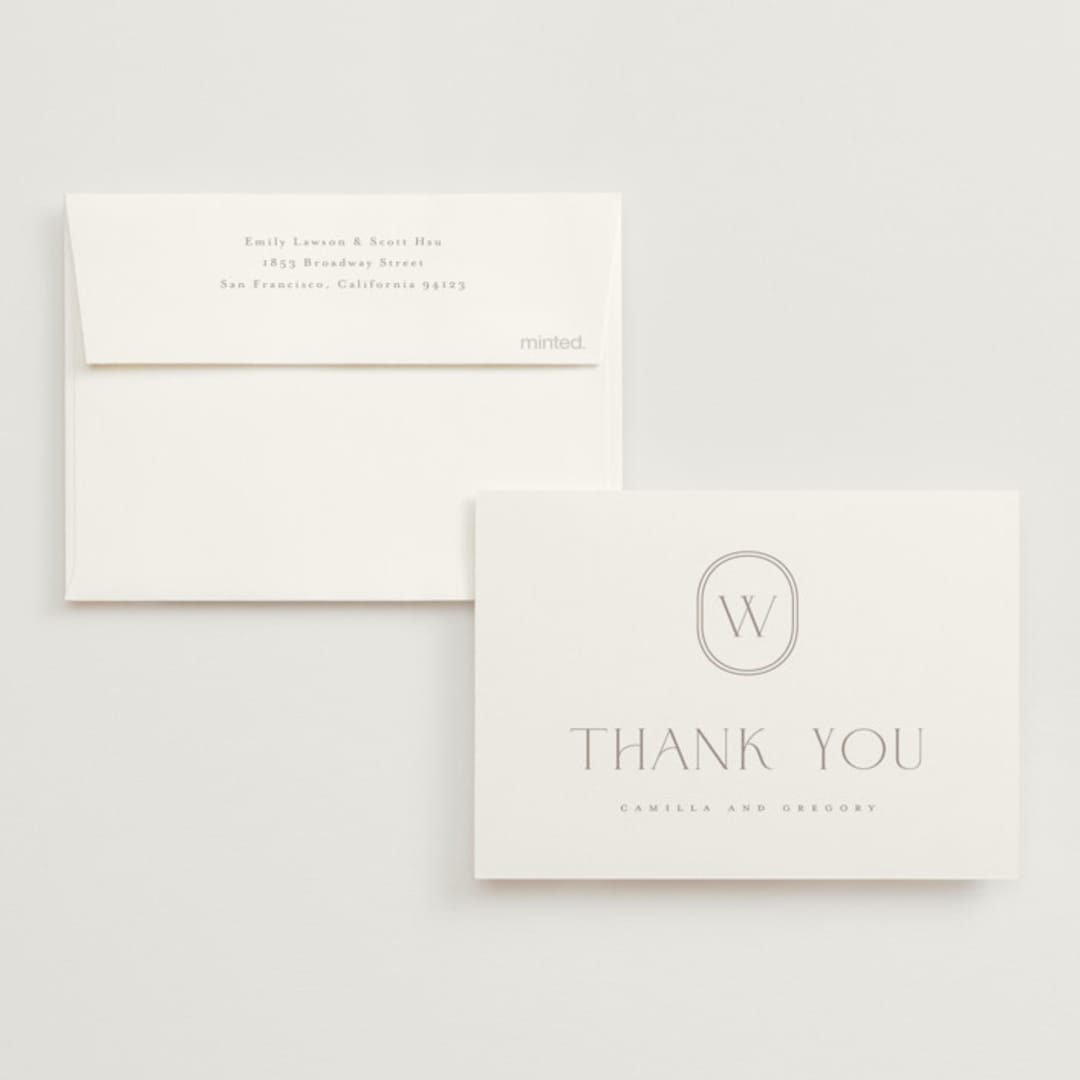 "The Hudson" - Wedding Thank You Cards in Latte by Kristie Kern - Front