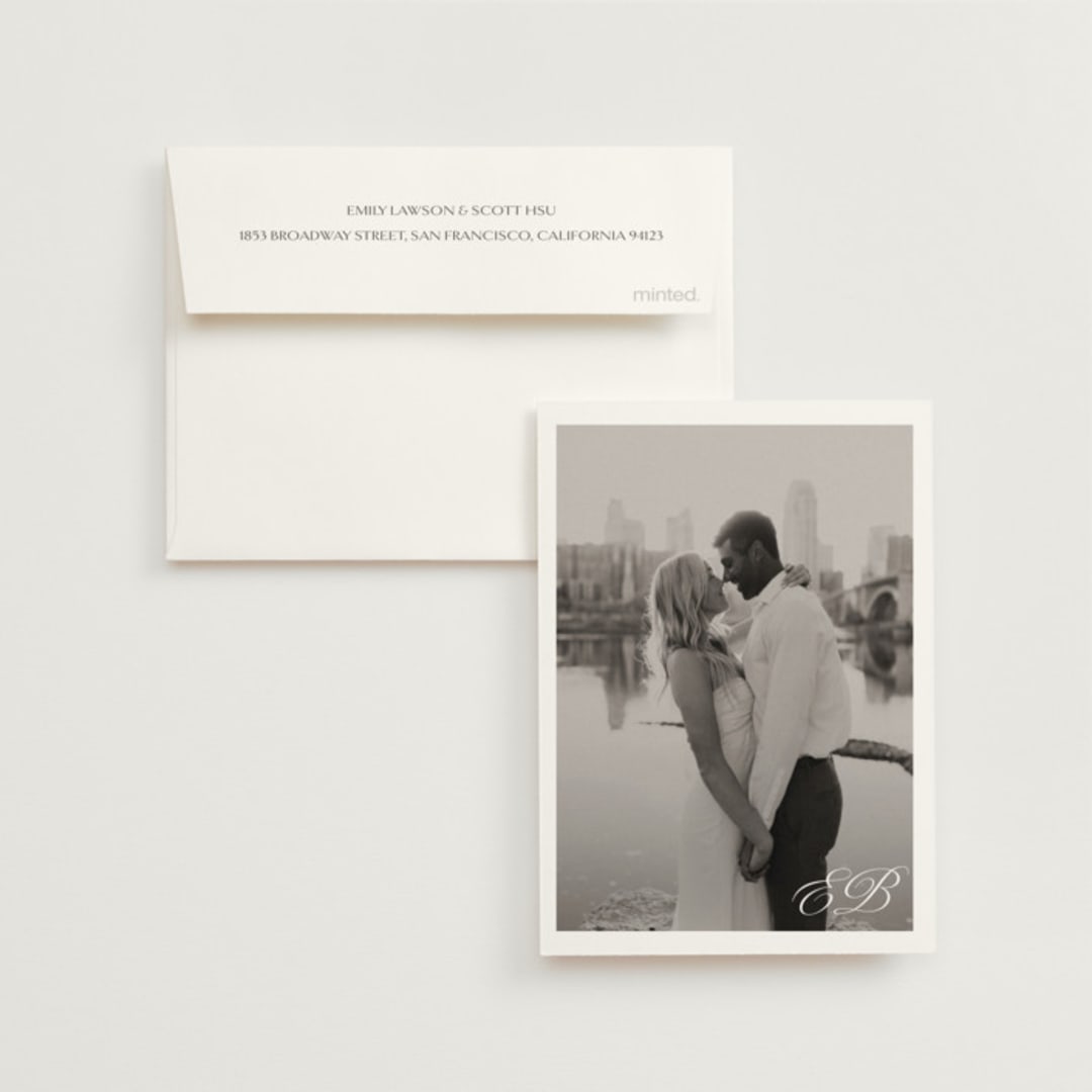 "Boulevard" - Wedding Thank You Cards in French Blue by Megan Davis - Front