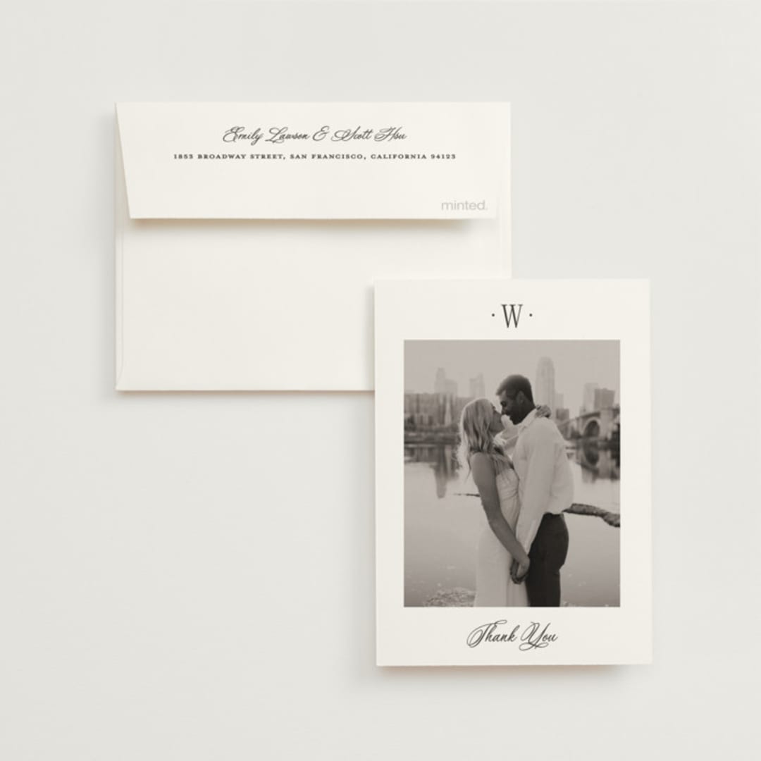 "Dotted Classic" - Wedding Thank You Cards in Hydrangea by Carolyn MacLaren - Front