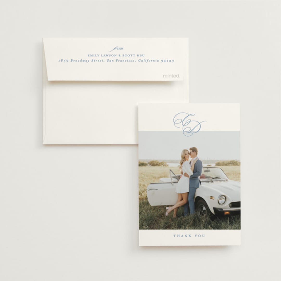 "Aristocratic" - Wedding Thank You Cards in Sky by Creo Study - Front