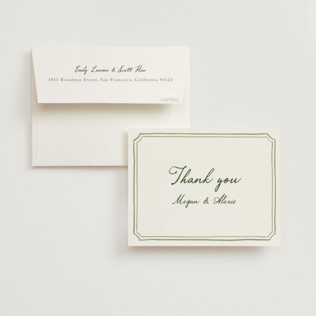 "Handwritten" - Wedding Thank You Cards in Moss by Cass Loh - Front