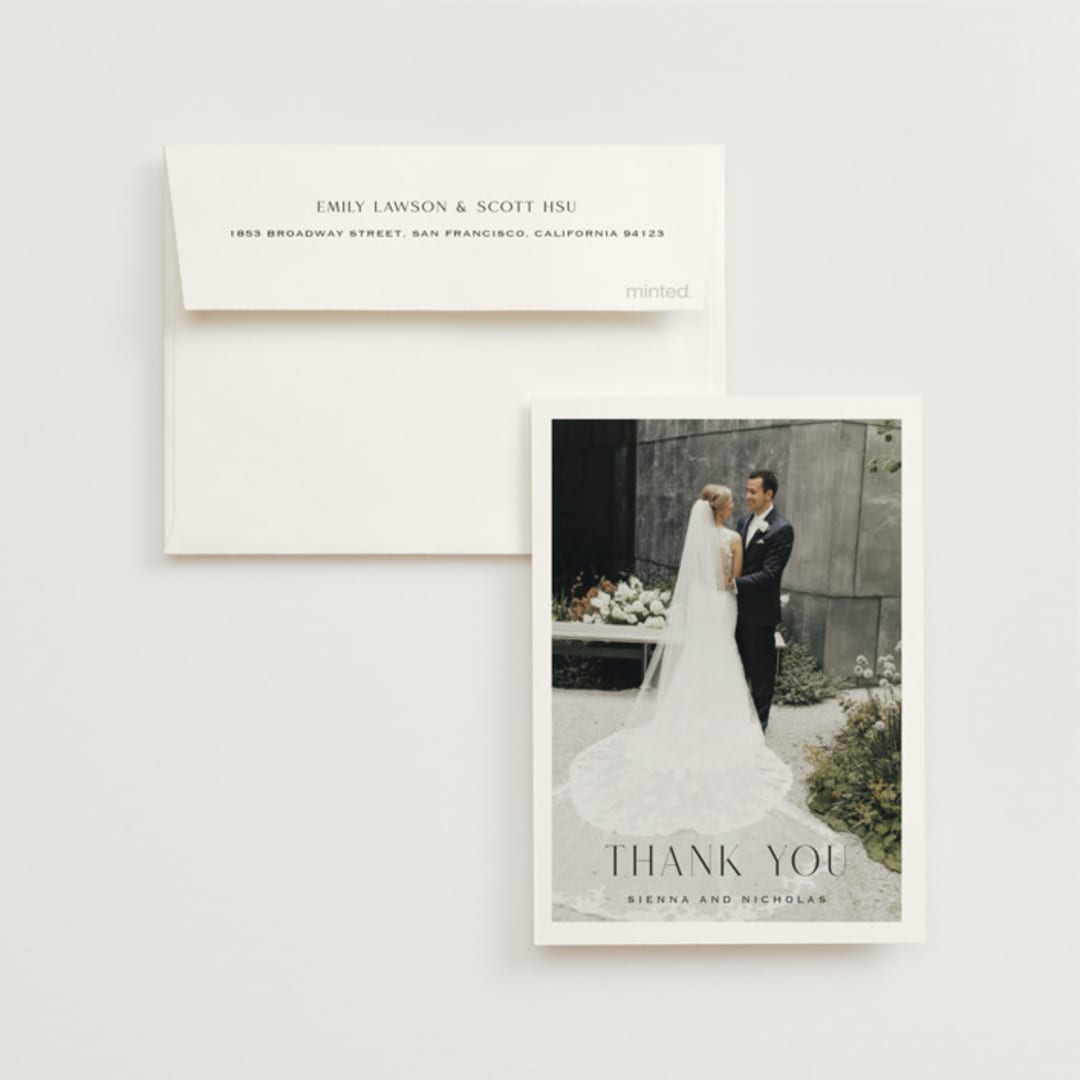 "More Than Words" - Wedding Thank You Cards in Bridal White by Design Lotus - Front
