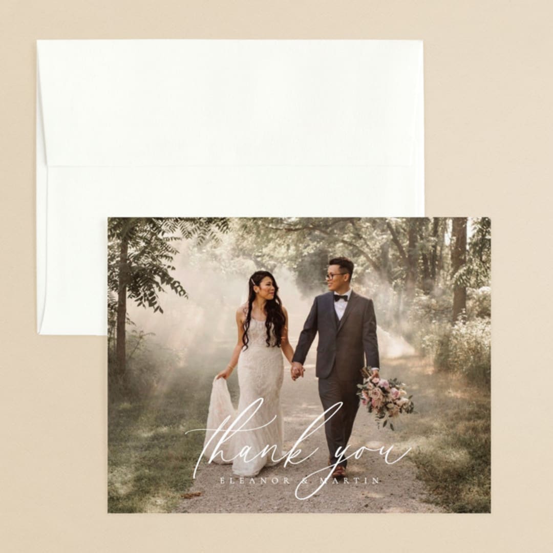 "Corner" - Wedding Thank You Cards in Sky by Kelly Schmidt - Front