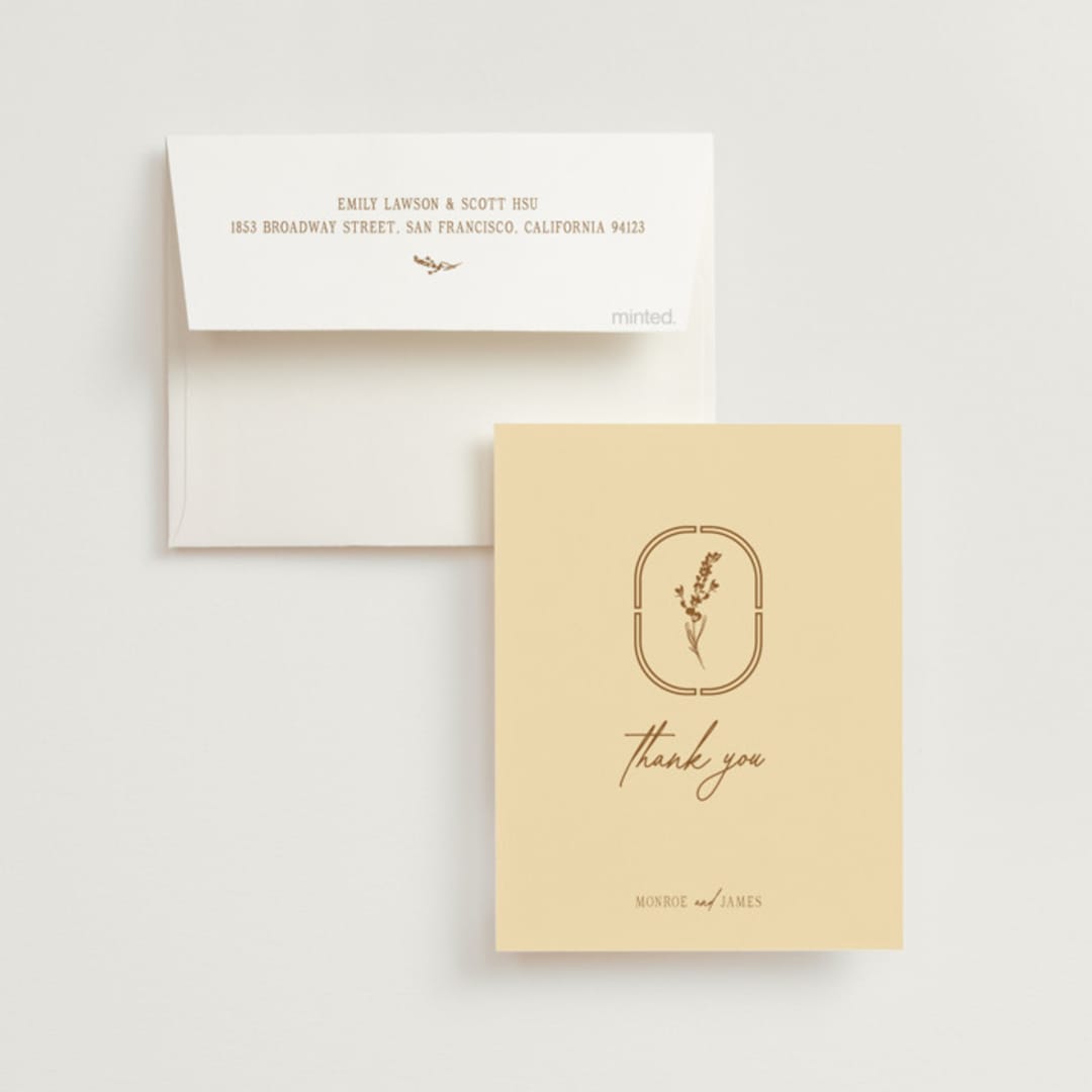 "Classic and Floral" - Wedding Thank You Cards in Bark by Jen Ramsey - Front