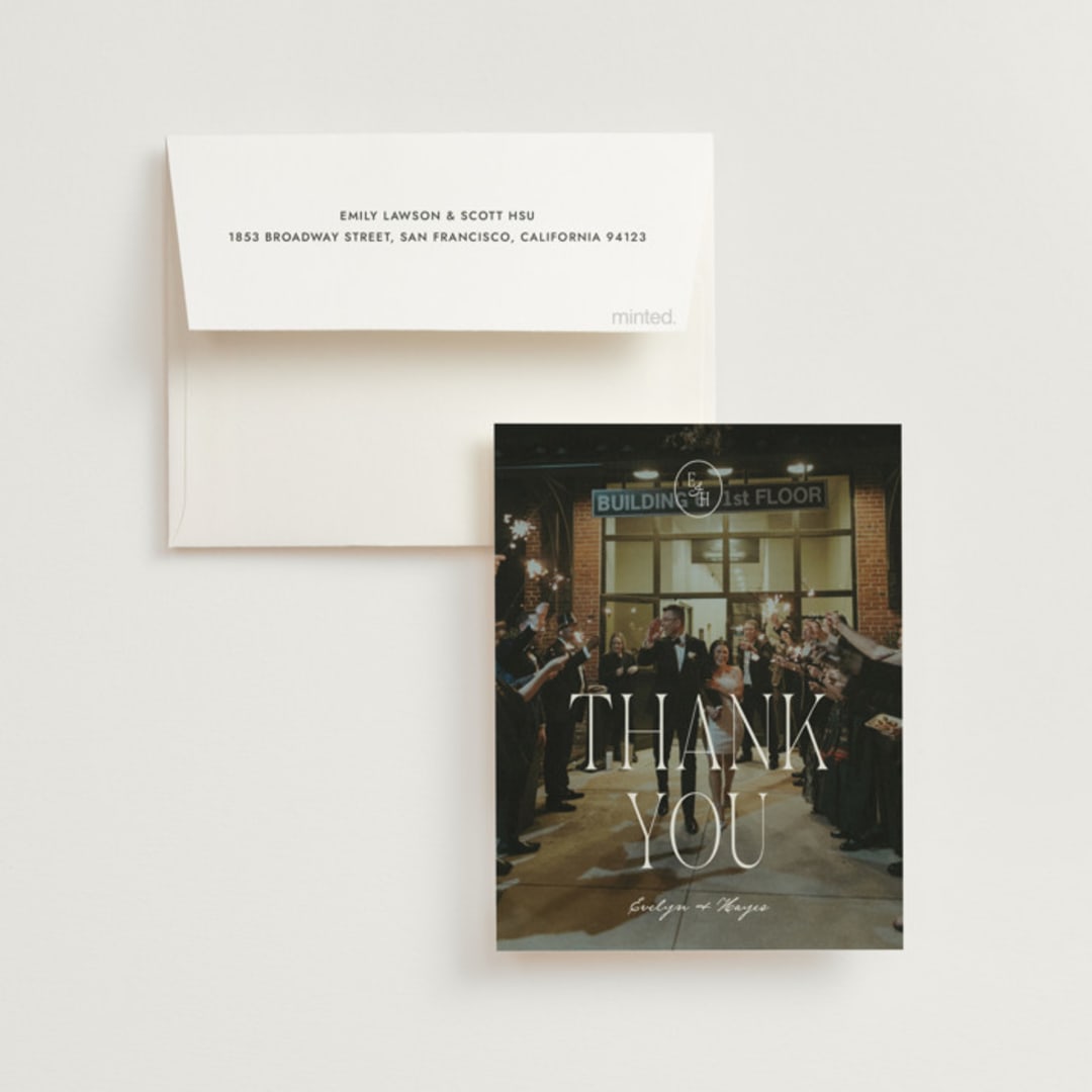 "Hayes" - Wedding Thank You Cards in Forest by Blustery August - Front