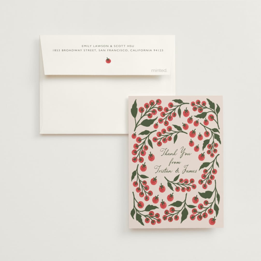 "Cherry Tomatoes" - Wedding Thank You Cards in Tomato by Katharine Watson - Front