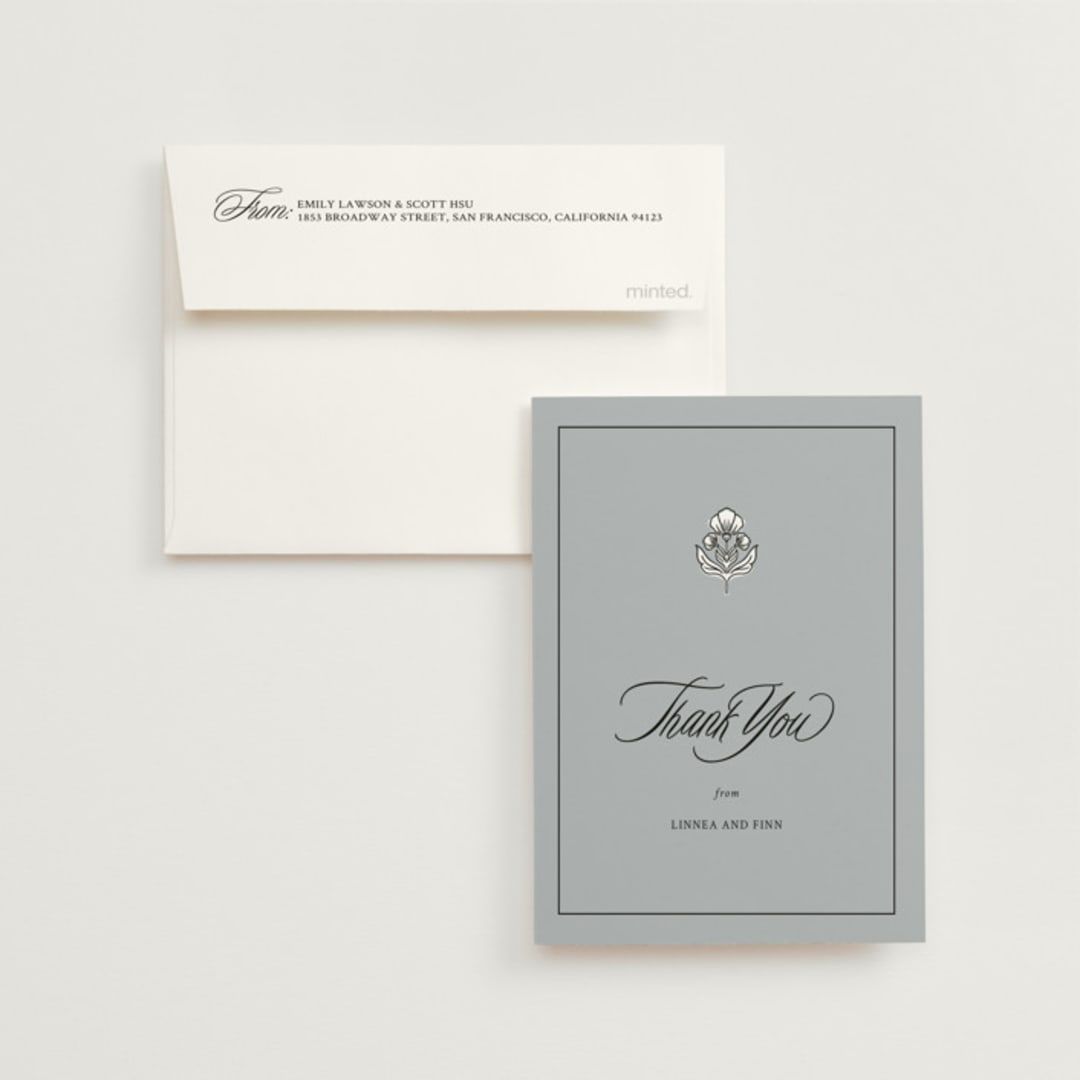 "Sophistique" - Wedding Thank You Cards in Linen by Cindy Reynolds - Front