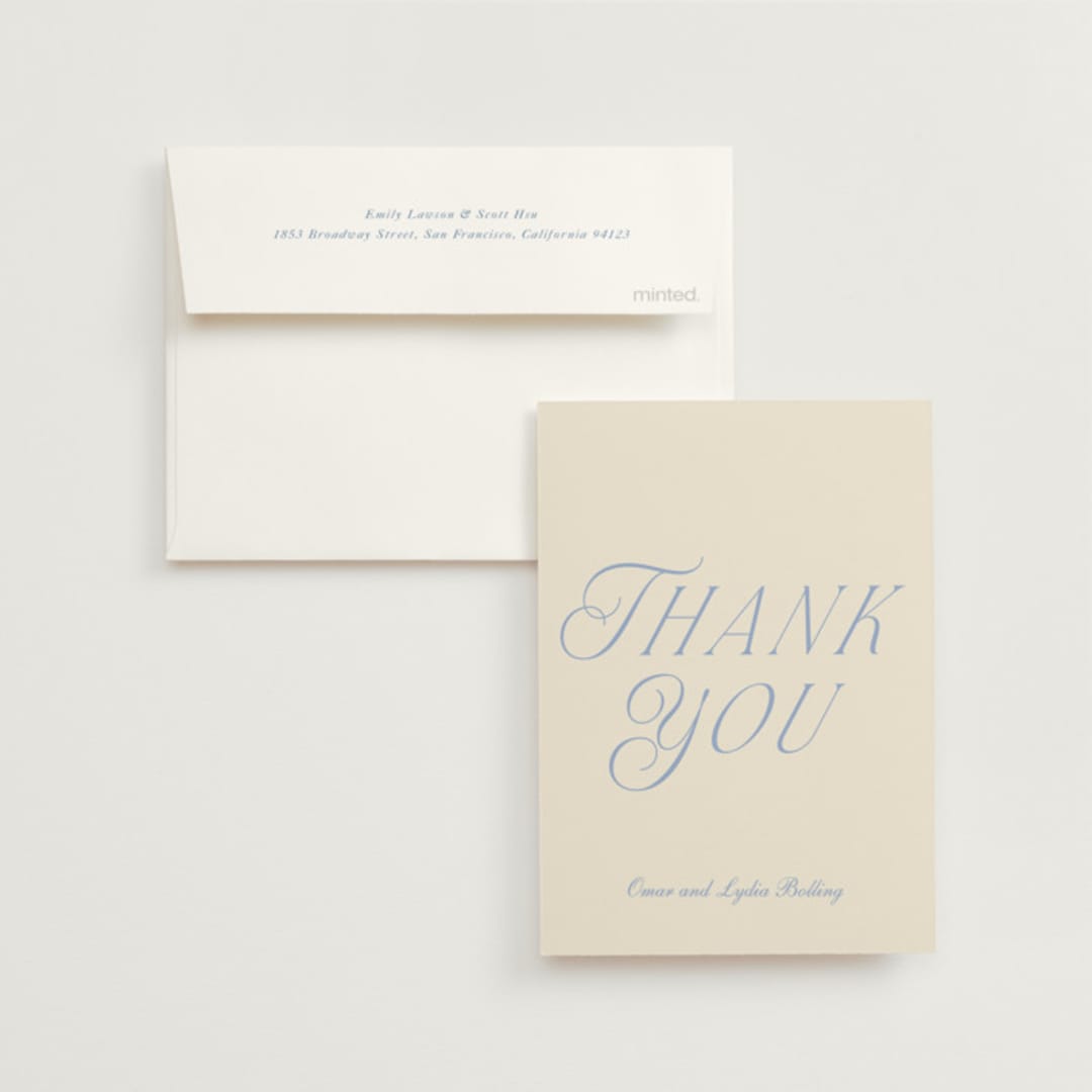 "Luxe" - Wedding Thank You Cards in Ocean by Baumbirdy - Front