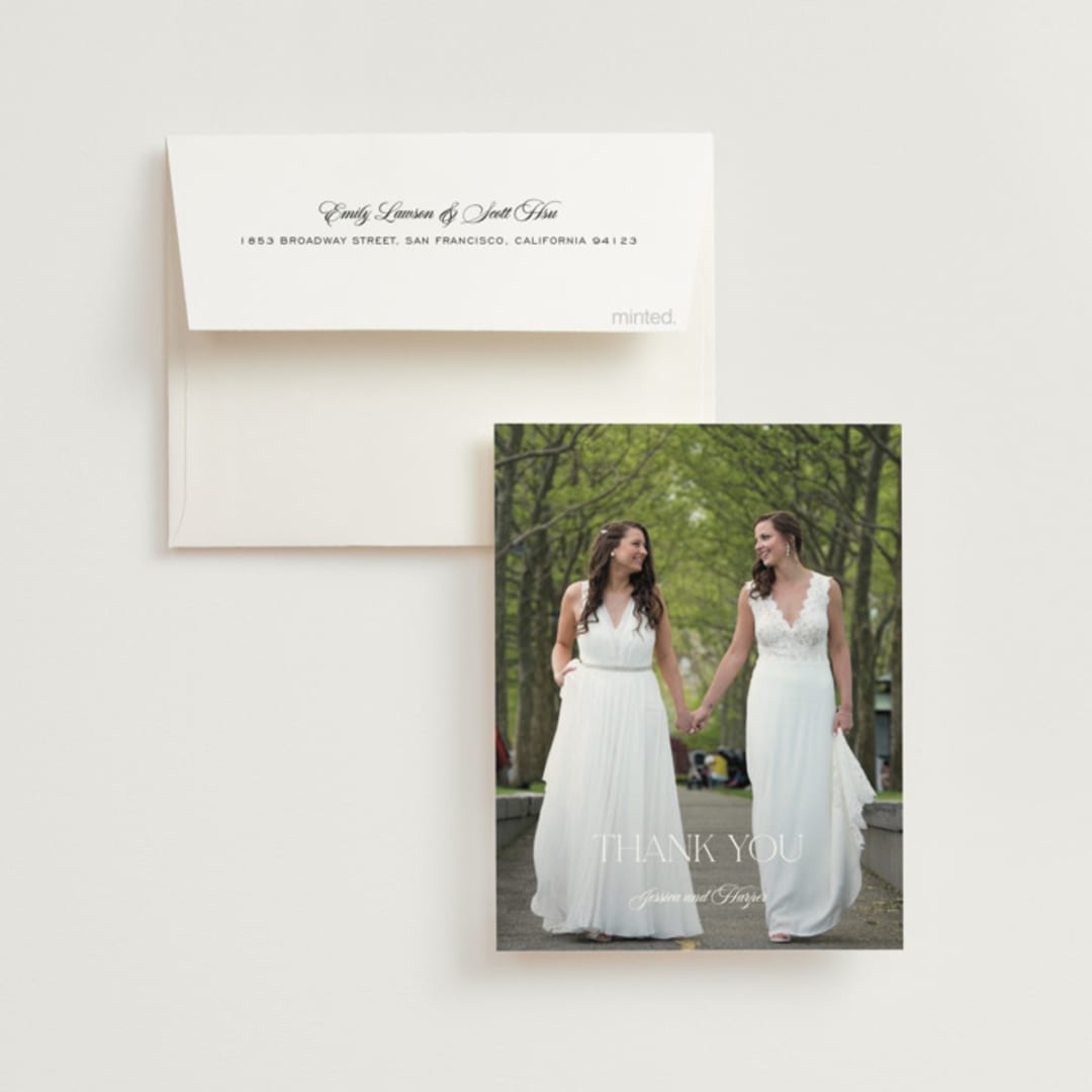 "Modern Romance" - Wedding Thank You Cards in Obsidian by Jennifer Postorino - Front