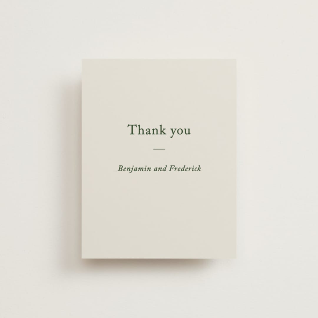"Editorial" - Wedding Thank You Cards in Forest by Bethan - Front