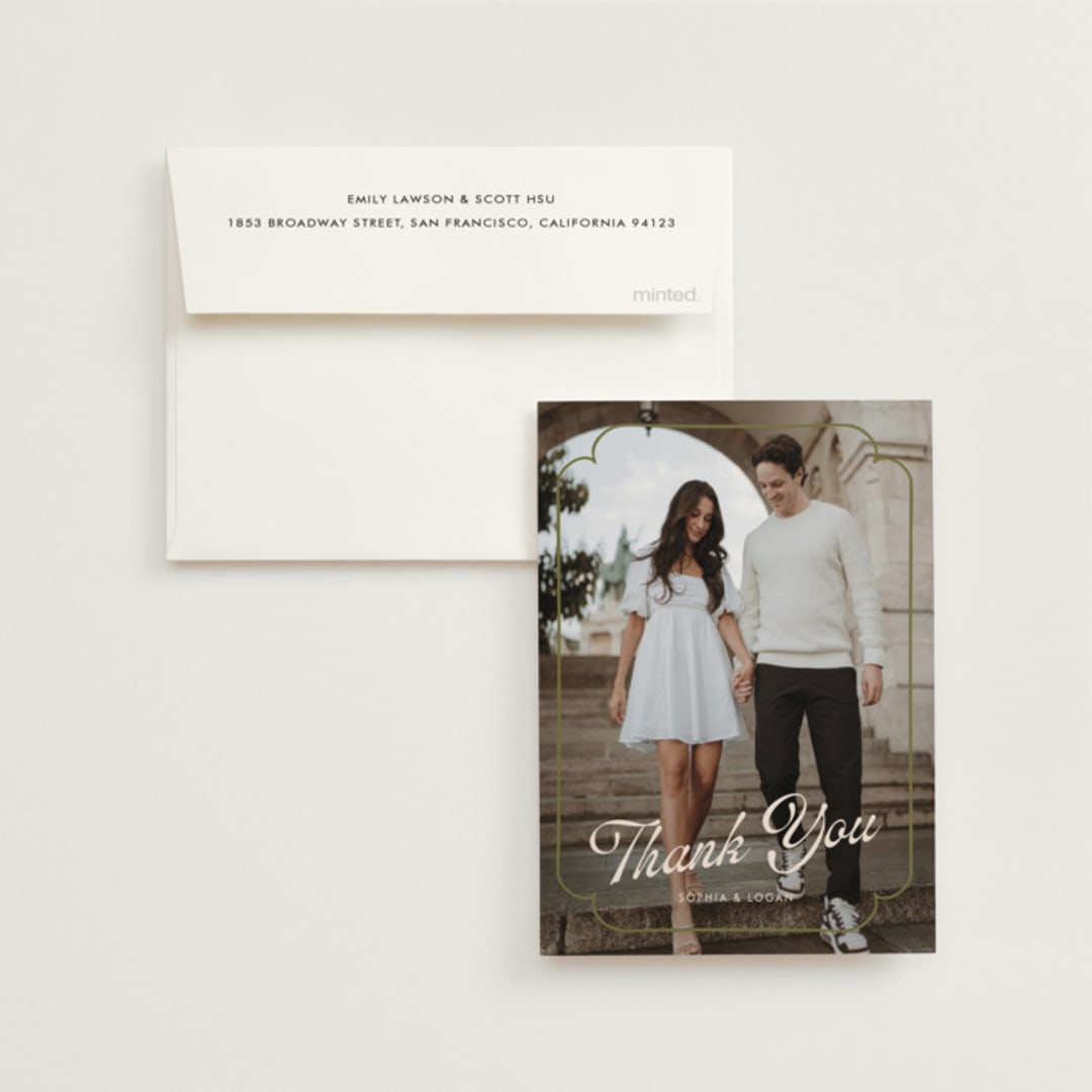 "Victorian Chic" - Wedding Thank You Cards in Garnet by Morgan Kendall - Front