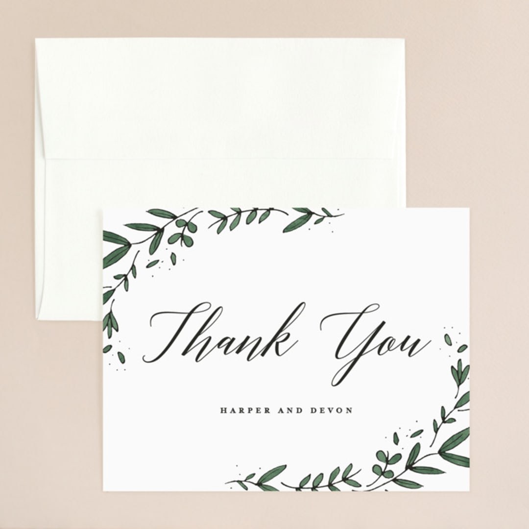 "Floral Wreath" - Wedding Thank You Cards in Fresh by Kelly Schmidt - Front