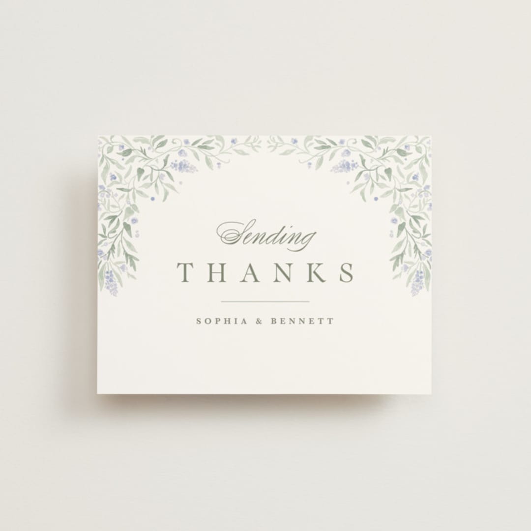 "Delicate Vines" - Wedding Thank You Cards in Periwinkle by Kristen Smith - Front