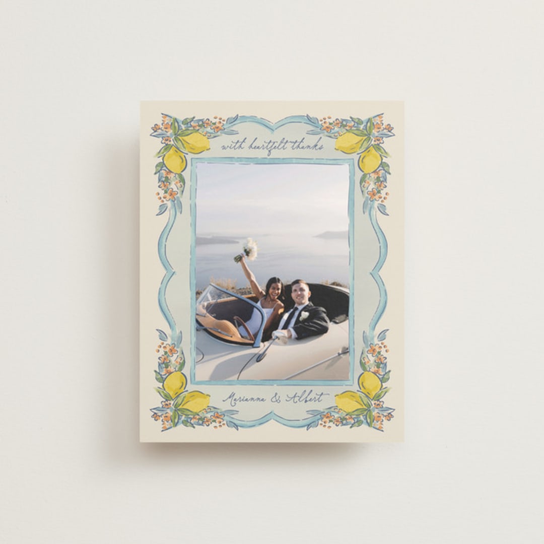 "Amalfi Coast Wedding" - Wedding Thank You Cards in Aqua by Chris Griffith - Front