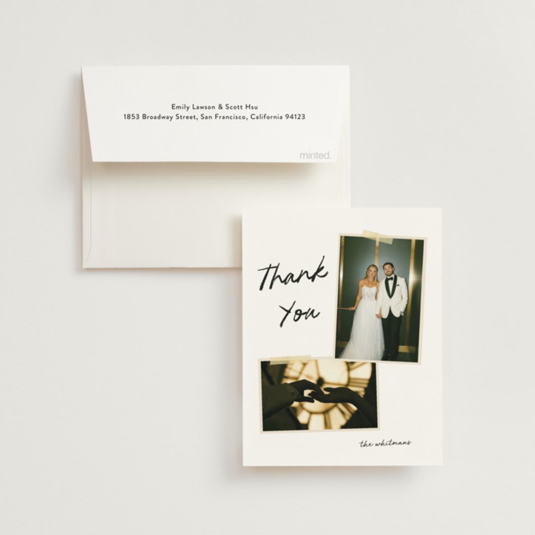 "Album" - Wedding Thank You Cards in Noir by Morgan Kendall - Front