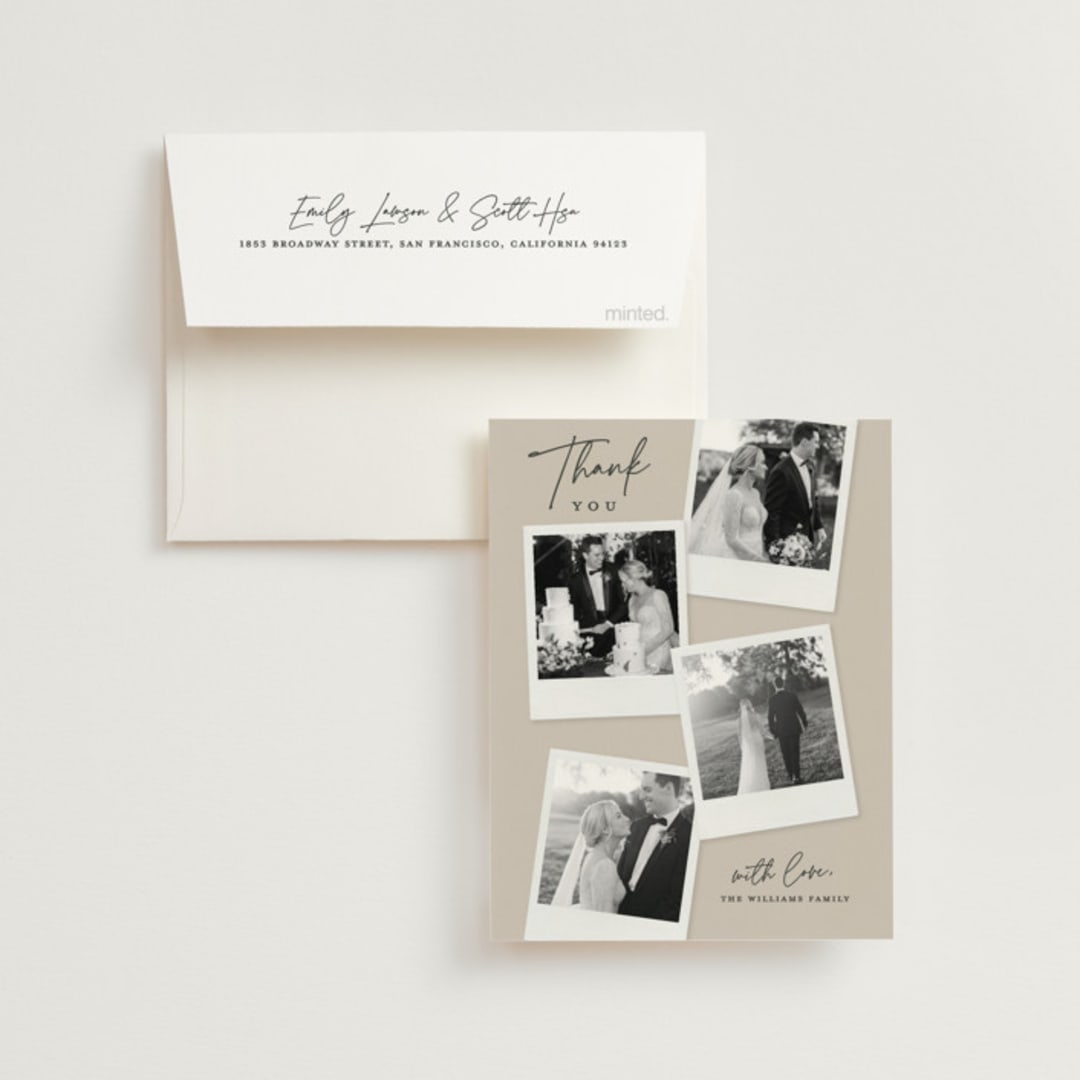 "Instant Elegance" - Wedding Thank You Cards in Dune by Kerry Doyle - Front