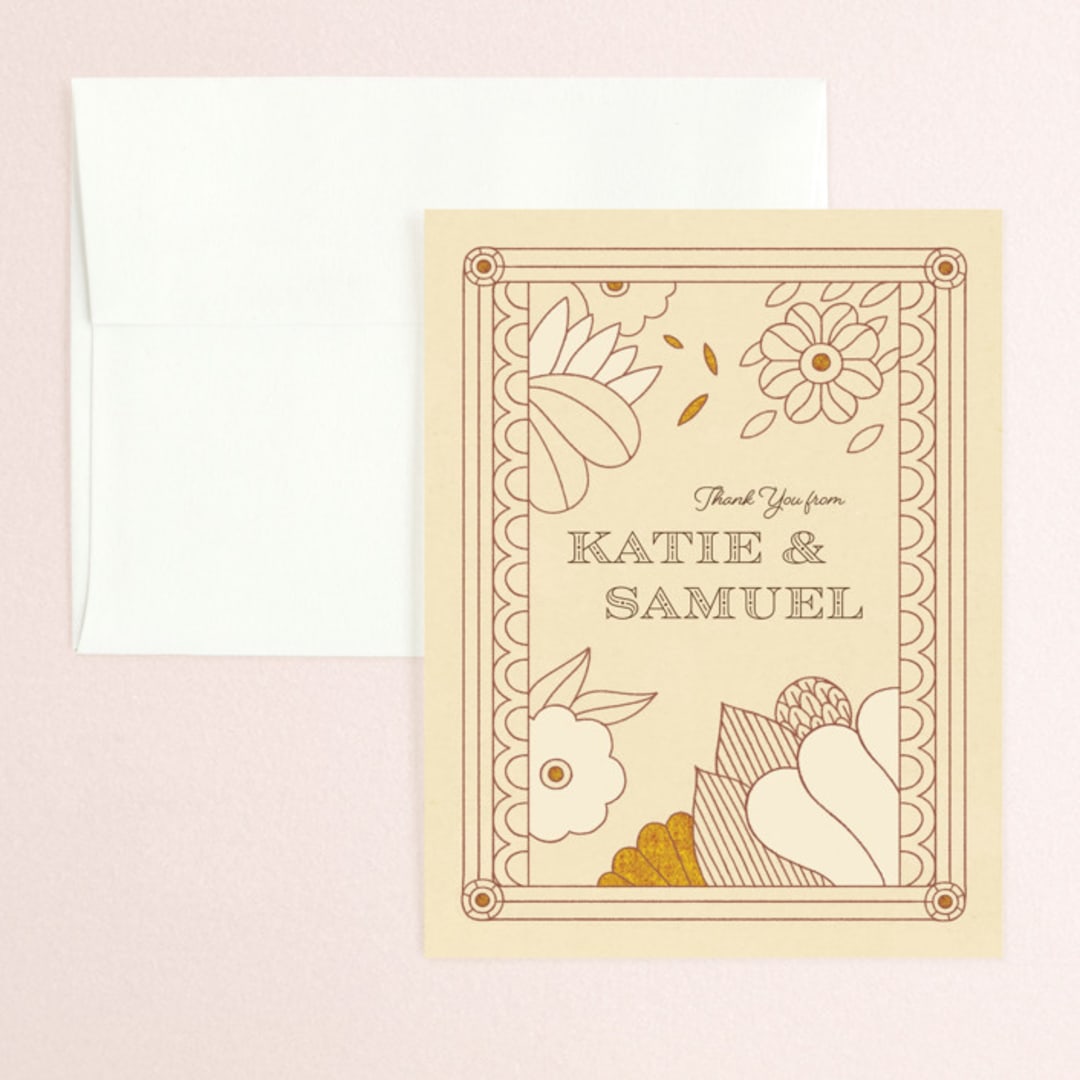 "Nouveau Love" - Wedding Thank You Cards in Umber by Morgan Ramberg - Front