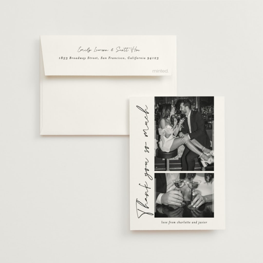 "ink pen" - Wedding Thank You Cards in Onyx by Sarah Curry - Front
