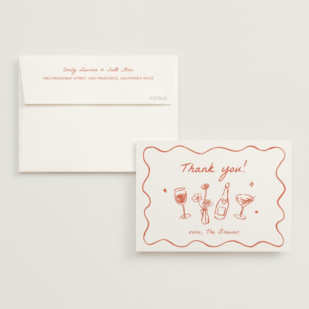 "Chic Soirée" - Wedding Thank You Cards in Verona Sunset by Cass Loh - Front