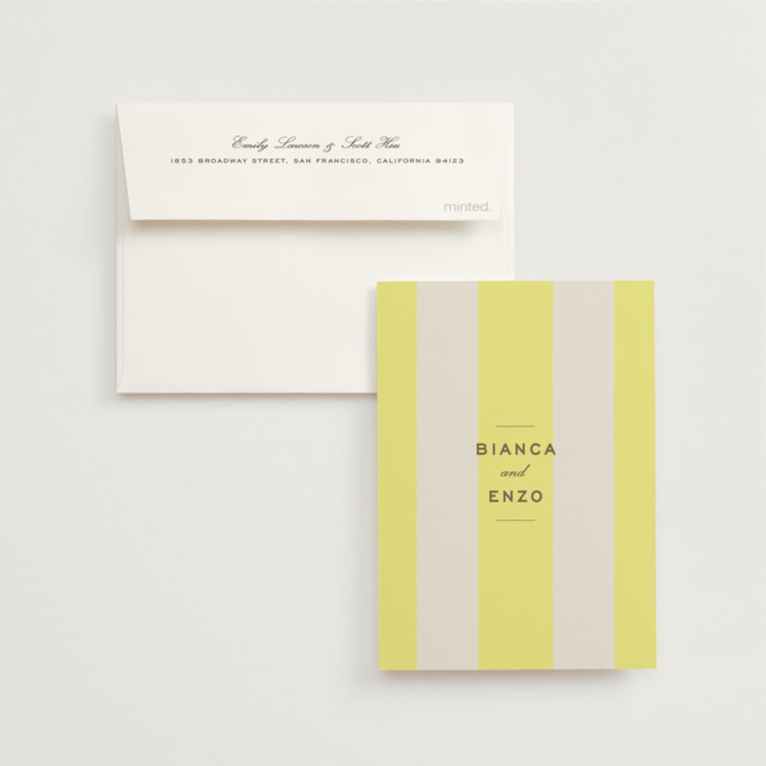 "Campania" - Wedding Thank You Cards in Limone by Megan Davis - Front