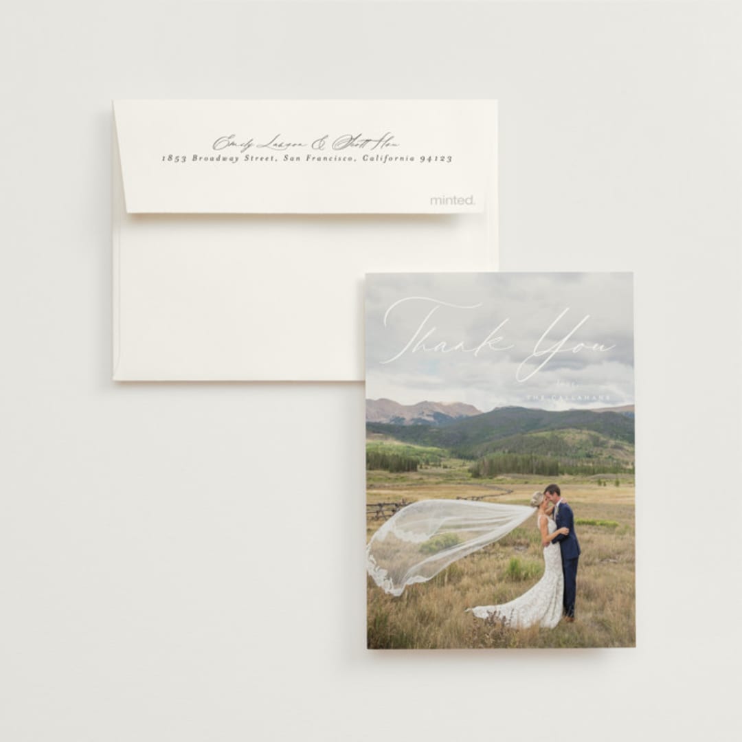 "Modern Vintage" - Wedding Thank You Cards in Opal by Emily Betts - Front