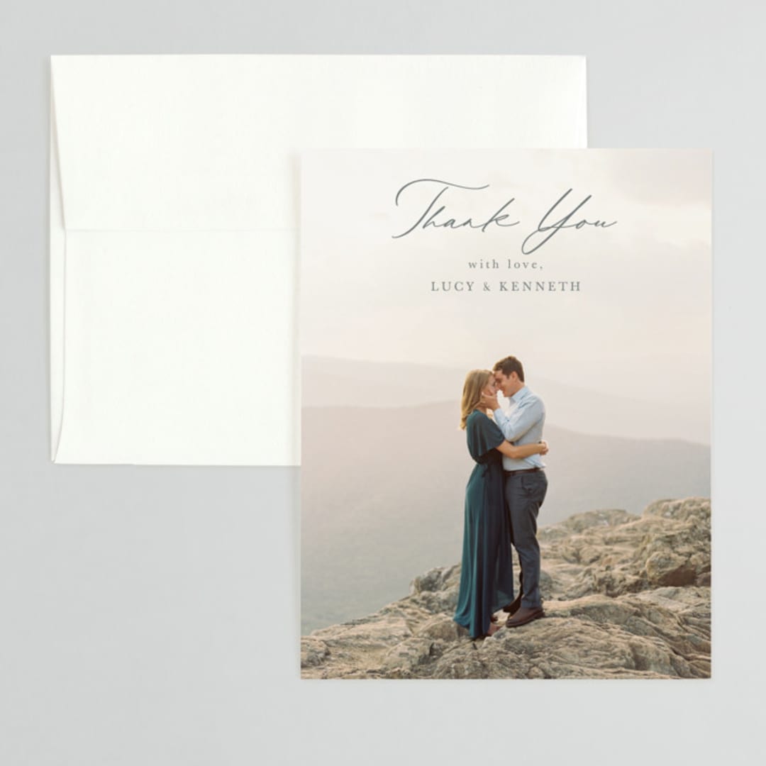 "Mountainview" - Wedding Thank You Cards in Pewter by Sarah Brown - Front