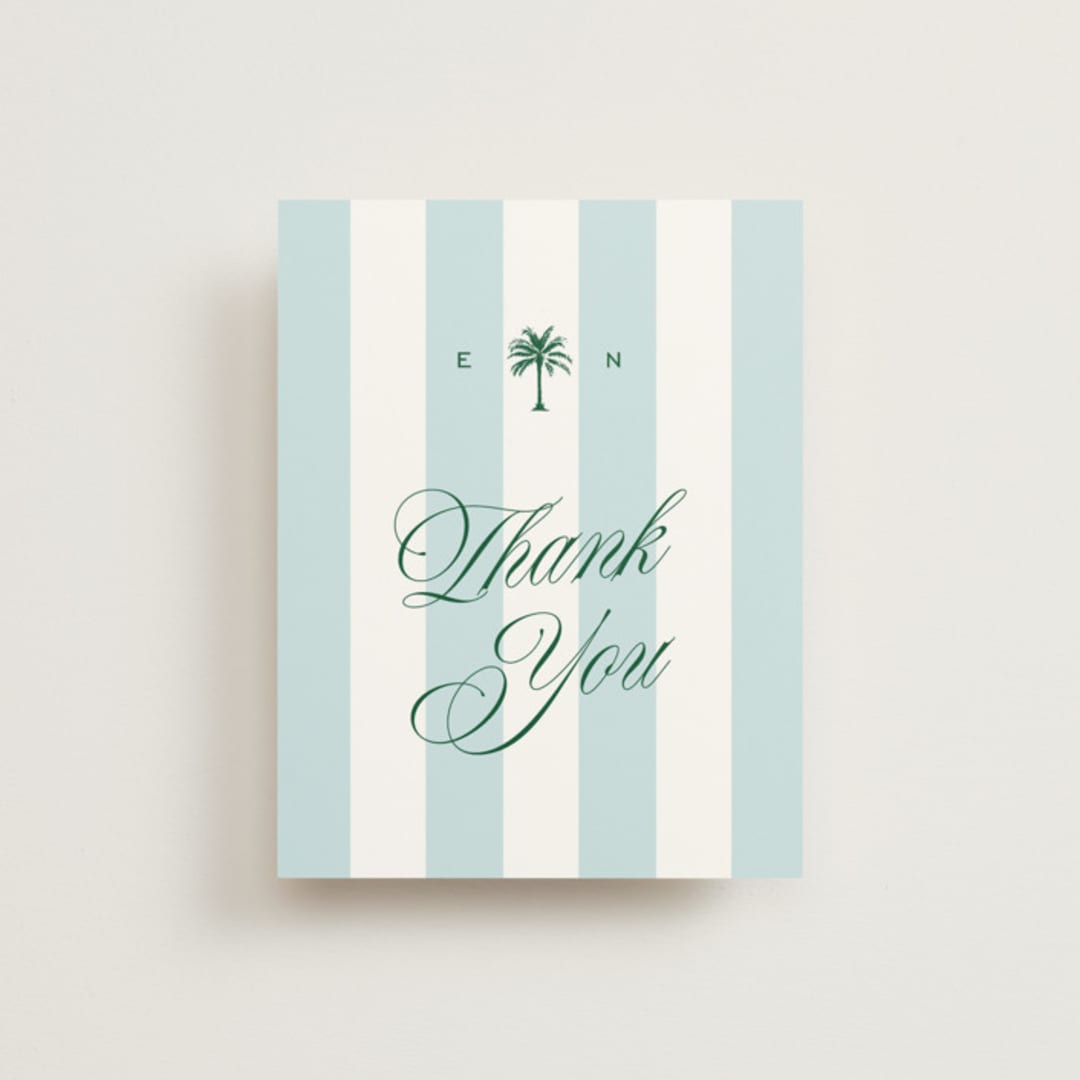 "Island Palm" - Wedding Thank You Cards in Low Tide by Susan Zinader - Front