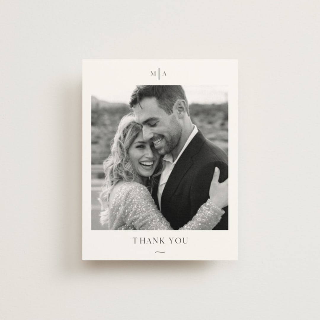 "Classic & Timeless" - Wedding Thank You Cards in Obsidian by Lucrecia Caporale - Front