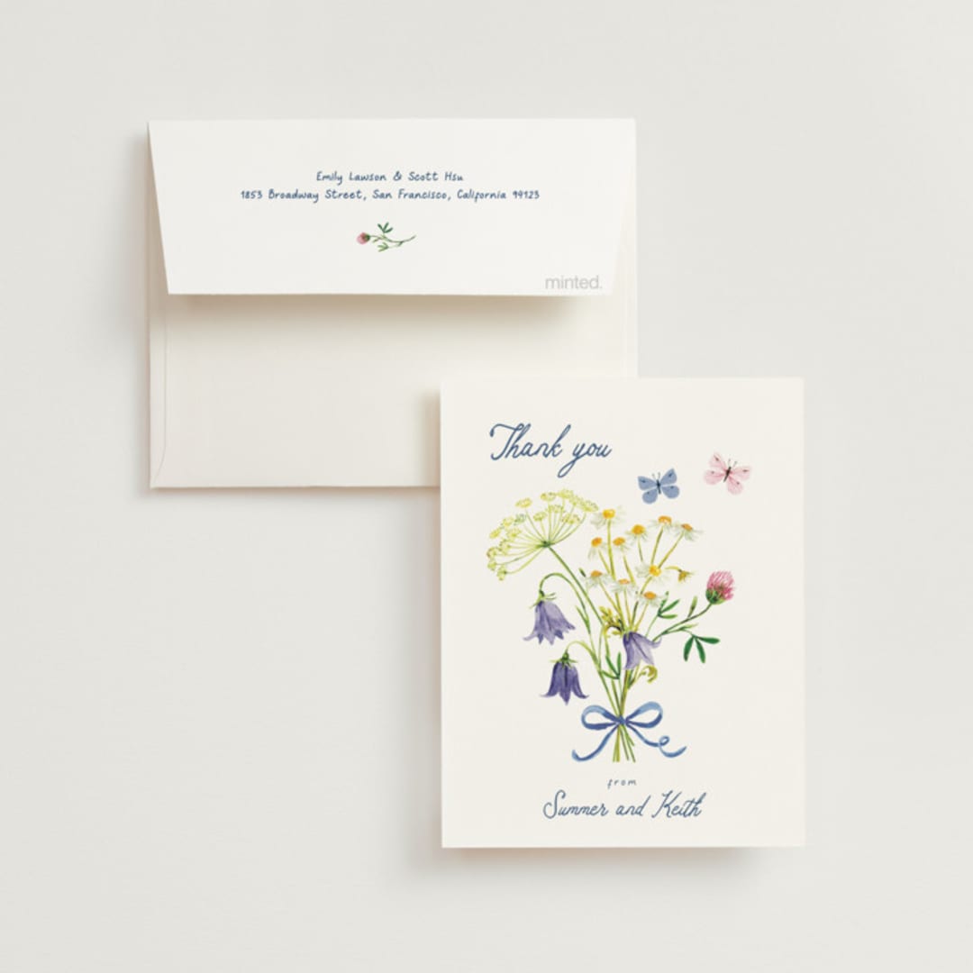 "Wildflower Romance" - Wedding Thank You Cards in Ivory by frau brandt - Front