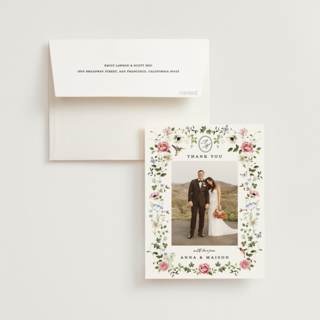 "Ornate" - Wedding Thank You Cards in Peony by Sarah Knight - Front