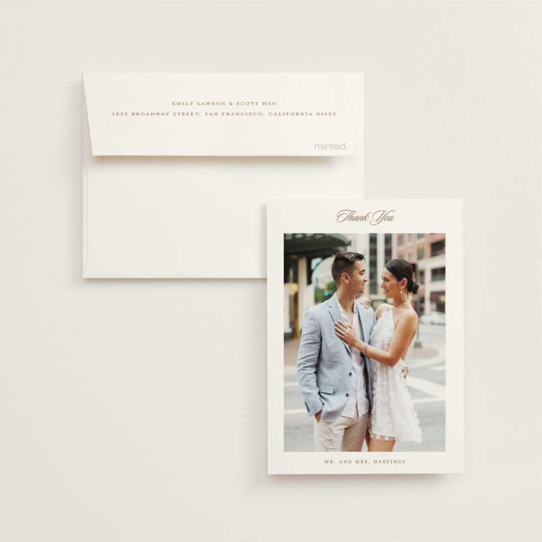 "Classic decorum" - Wedding Thank You Cards in Golden by Stacey Meacham - Front