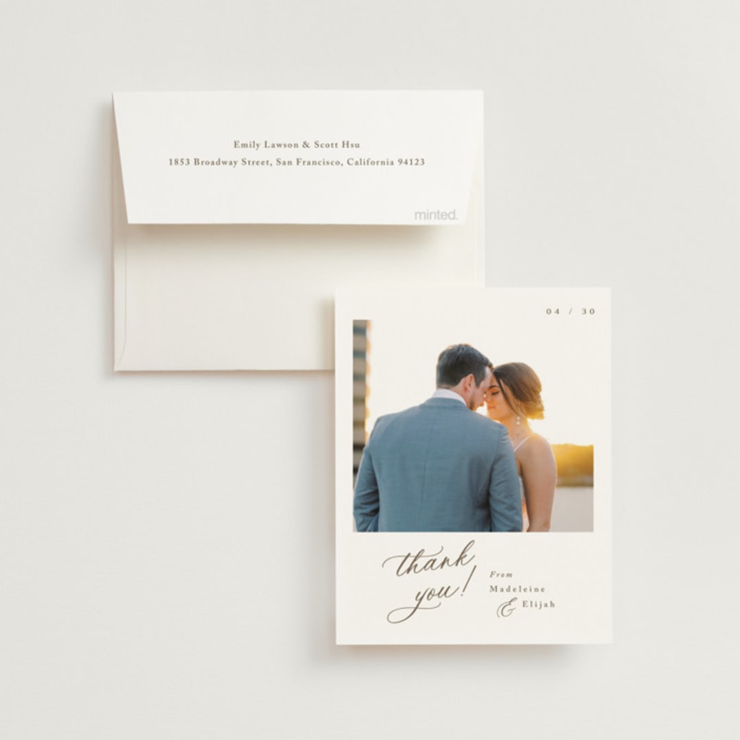 "Whimsy" - Wedding Thank You Cards in Latte by Cara Scott - Front