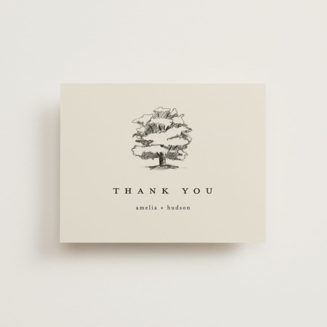 "White Oak" - Wedding Thank You Cards in Dove by Amy Kross - Front