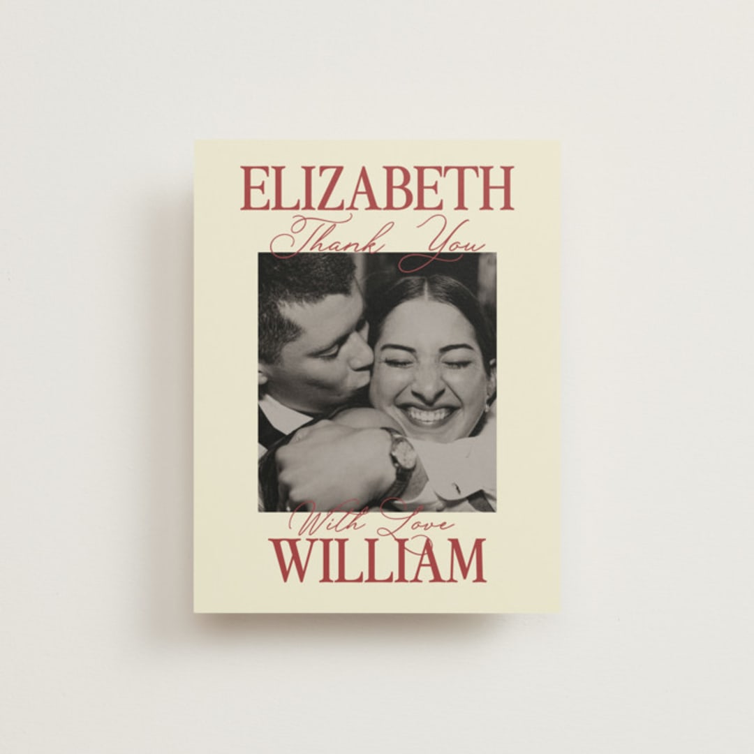 "Elizabeth" - Wedding Thank You Cards in Burgundy by Helena Vitto - Front